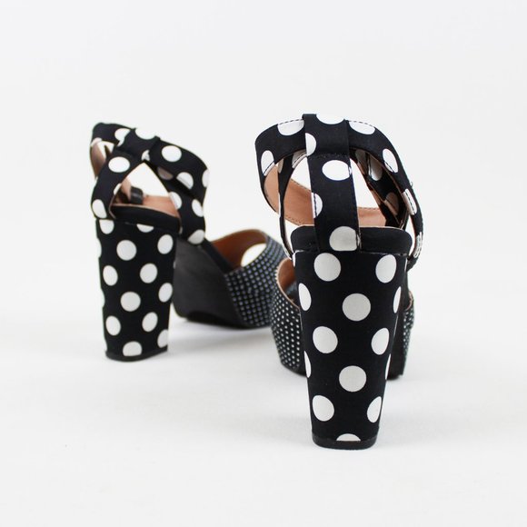 Torrid Black White Polka Dot Block Heel Platform Sandals - Picture 6 of 16